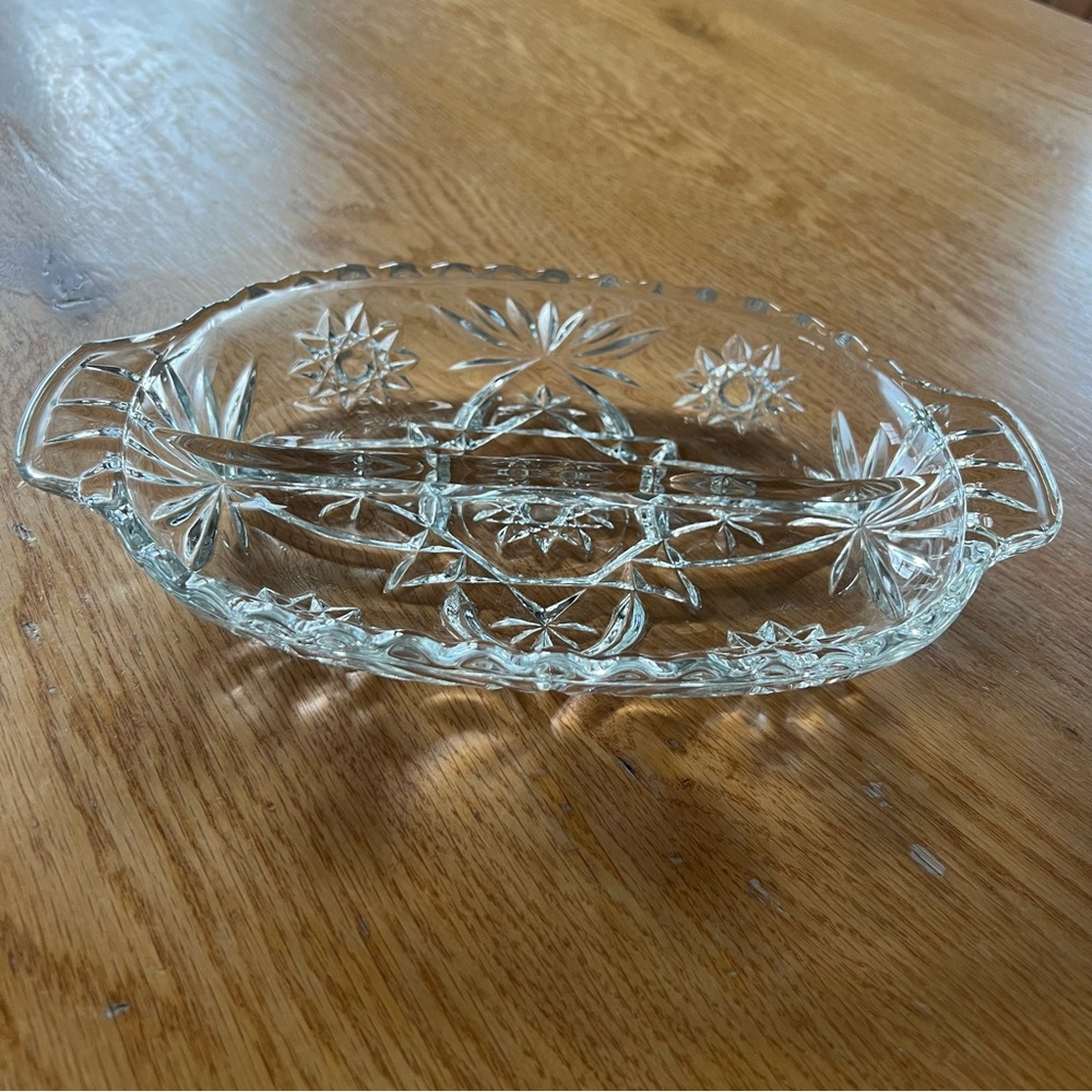 Anchor Hocking "Star of David" or "Early American Prescut" divided relish dish